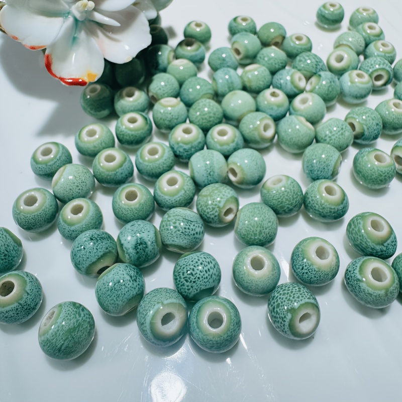 108pcs Celadon Green Ceramic Beads Set for Jewelry Making